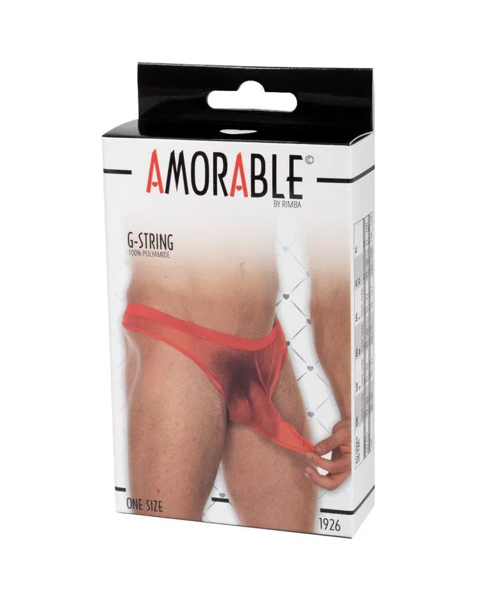 Amorable by Rimba Male Sex Toys | Amorable - Erotische String - Transparante Heren Slip Met Penis Slurf - Rood - One Size - Polyamide