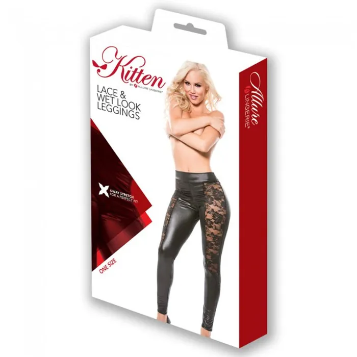 Couples Too Hot Kitten Lace Wet Look Leggings Allure Lingerie