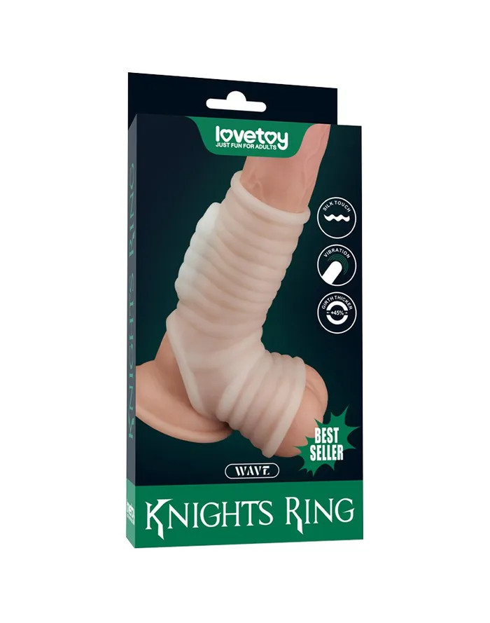 Lovetoy Lovetoy - Vibrerende Rekbare Penis Sleeve - Wave Knights - Wit | Male Sex Toys
